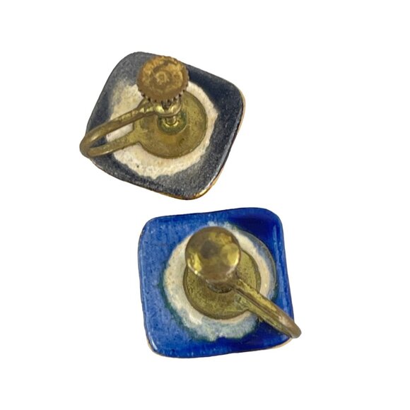 Vintage Japanese Hand Painted Porcelain Screw Back Earrings 1950s - Picture 6 of 9
